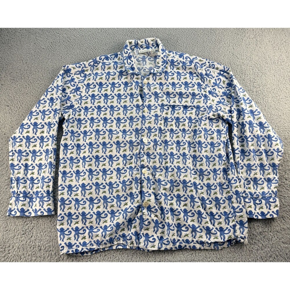 Roller Rabbit The Original Monkey Print Pajama Shirt Mens XL Cotton Cambric